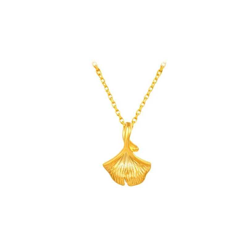 Pure 999 Geometric Double Pendant 18K AU750 Clavicle Necklace