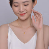 Pure 999 Geometric Double Pendant 18K AU750 Clavicle Necklace