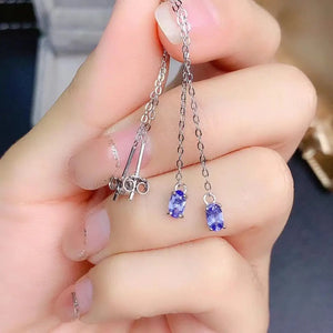 Natural Tanzanite 925 Silver Earrings Classic Style Precision Women
