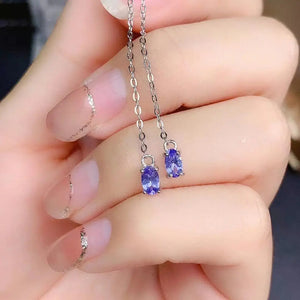 Natural Tanzanite 925 Silver Earrings Classic Style Precision Women