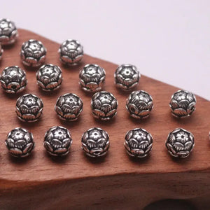 925 Sterling Silver Bead 8-9mm Lotus Flower DIY Accessory