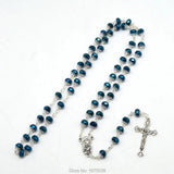 Purple Crystal Catholic Rosary Necklace JERUSALEM Cross