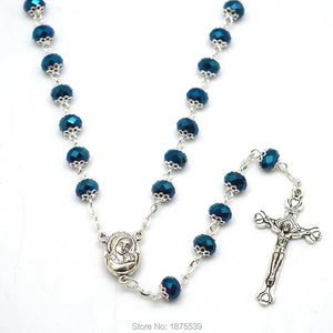 Purple Crystal Catholic Rosary Necklace JERUSALEM Cross
