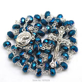 Purple Crystal Catholic Rosary Necklace JERUSALEM Cross