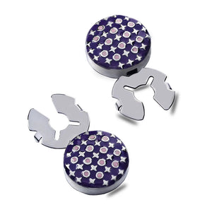 Purple Polka Dot Enamel Button Cover Cufflinks 17.5MM