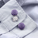Purple Polka Dot Enamel Button Cover Cufflinks 17.5MM