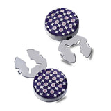 Purple Polka Dot Enamel Button Cover Cufflinks 17.5MM