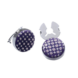Purple Polka Dot Enamel Button Cover Cufflinks 17.5MM