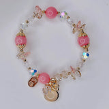 Crystal Beaded Bracelets Pink/Green/Purple Stones YBR570