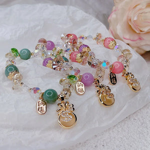 Crystal Beaded Bracelets Pink/Green/Purple Stones YBR570