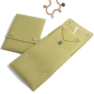Green Velvet Bag Necklace Pendant Card Style Pouch