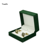 Green Velvet Cufflinks Jewelry Display Organizer Box Mens Cufflinks Storage