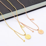 Queen's Head Round Sign Star Pendant Necklace