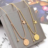 Queen's Head Round Sign Star Pendant Necklace