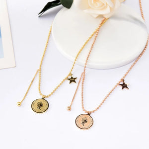 Queen's Head Round Sign Star Pendant Necklace