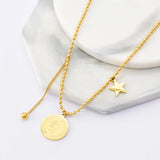 Queen's Head Round Sign Star Pendant Necklace