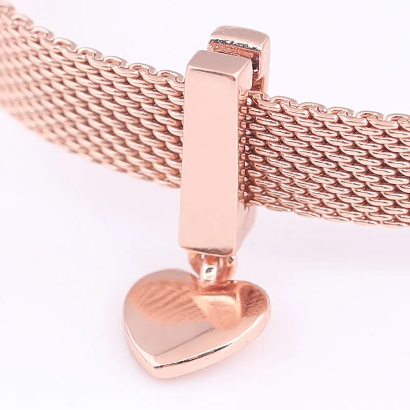 925 Silver Rose Charm Heart Reflexions Floating Pendant