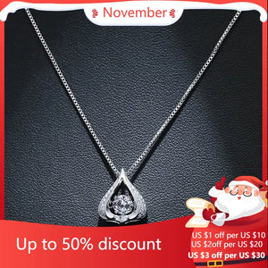 925 Silver Zircon Water Drop Pendant Necklace Jewelry for Women