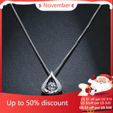 925 Silver Zircon Water Drop Pendant Necklace Jewelry for Women