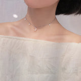 925 Silver Crystal Star Necklace Pendant for Women