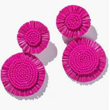 Raffia Earrings Hand Woven Tassel Bohemian Jewelry