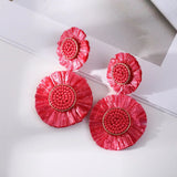 Raffia Earrings Hand Woven Tassel Bohemian Jewelry