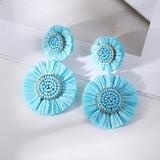 Raffia Earrings Hand Woven Tassel Bohemian Jewelry