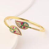 Colorful Cz Rhinestone Charm Leaf Bracelet for Women