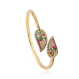 Colorful Cz Rhinestone Charm Leaf Bracelet for Women