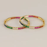 Rainbow Big Hoop Earrings Girls Colorful CZ Paved Punk Style Jewelry