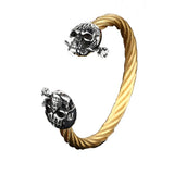 Classic Stainless Steel Wire Woven Skeleton Skull Men Rose Bangle Bracelet