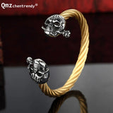 Classic Stainless Steel Wire Woven Skeleton Skull Men Rose Bangle Bracelet