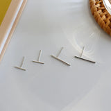 925 Silver Geometric Strip Stud Earrings Minimalist Woman's Jewelry
