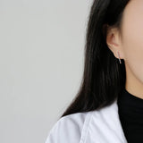 925 Silver Geometric Strip Stud Earrings Minimalist Woman's Jewelry