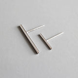 925 Silver Geometric Strip Stud Earrings Minimalist Woman's Jewelry