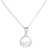 925 Silver Round Crystal Pendant Necklace Minimalist Jewelry Women