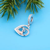 925 Silver Slow Down Be Happy Heart Dangle Beads Charms