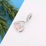 925 Silver Slow Down Be Happy Heart Dangle Beads Charms