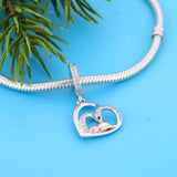 925 Silver Slow Down Be Happy Heart Dangle Beads Charms