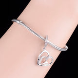 925 Silver Slow Down Be Happy Heart Dangle Beads Charms