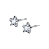 925 Sterling Silver Star Stud Earrings with Zircon, Minimalist Fine Jewelry