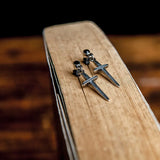 925 Silver Punk Rock Cross Drop Earring Hip Hop Allergy