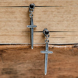 925 Silver Punk Rock Cross Drop Earring Hip Hop Allergy