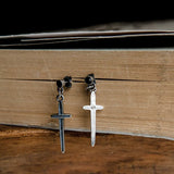 925 Silver Punk Rock Cross Drop Earring Hip Hop Allergy