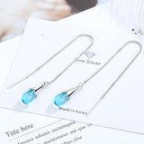 Water Drop Earrings 925 Sterling Silver Long Tassel Chain S-E665