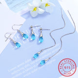 Water Drop Earrings 925 Sterling Silver Long Tassel Chain S-E665