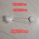 Feither Key Chain Fluffy Pompon Key Holder Tassel Pendant