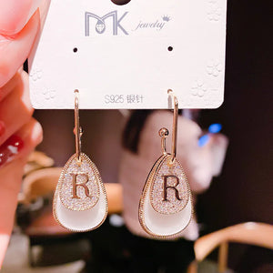 925 Silver Water Droplet Zircon Earrings