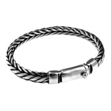 S925 Pure Silver Hand Woven Vintage Men's Bangle Bracelet