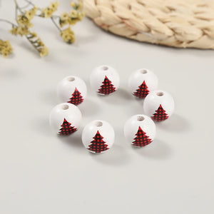 Red Christmas Tree Elk Polar Bear Wooden Beads Tassel DIY Accessories